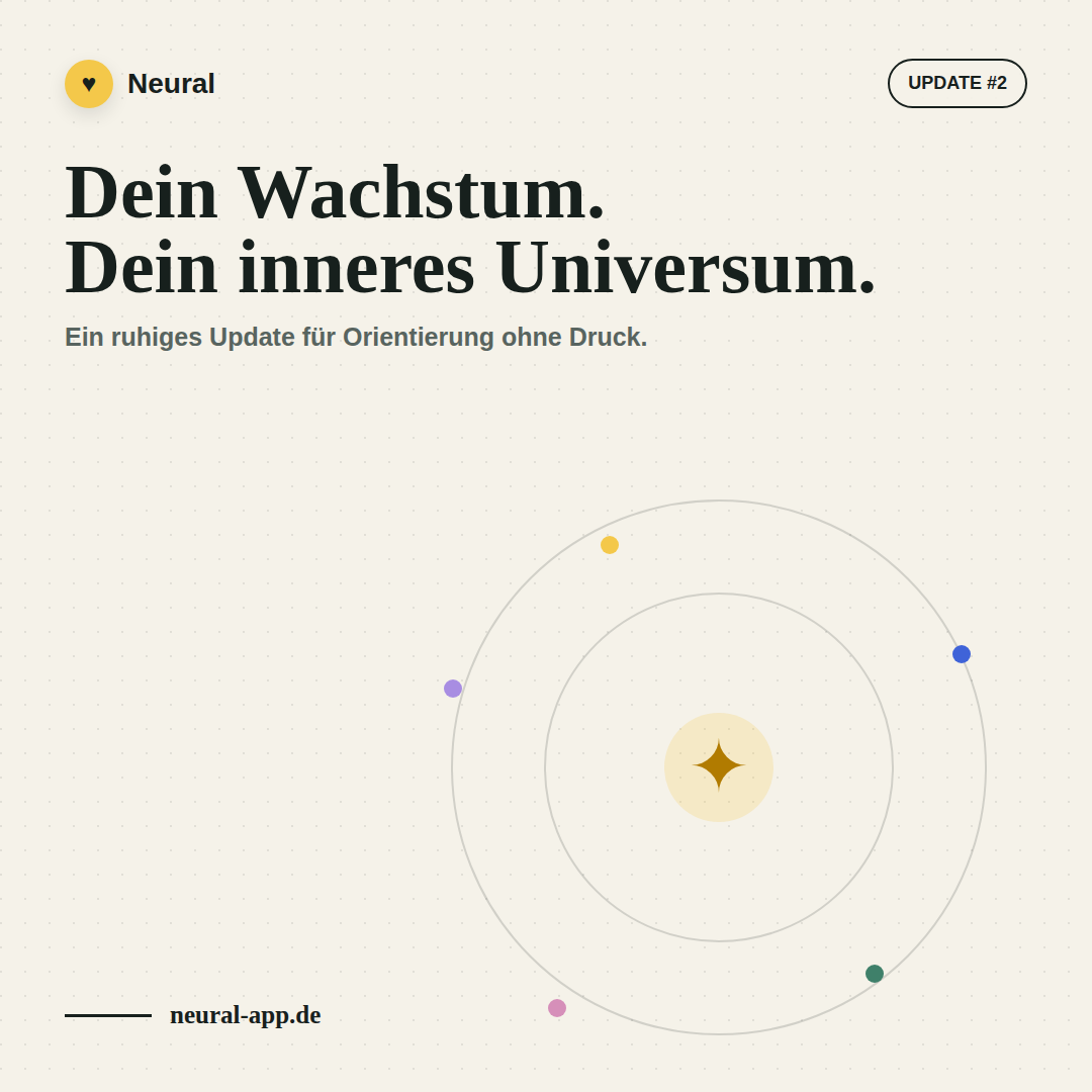 Neural Update #2 mit farbigen Sternen, die einen goldenen Nordstern umkreisen